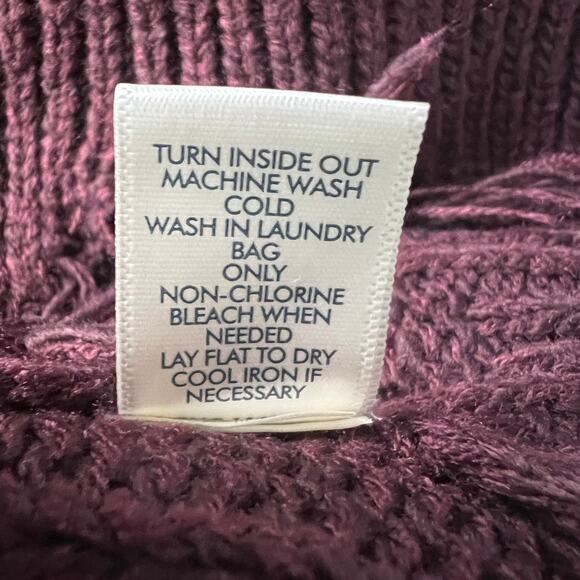 BKE Cable Knit Distressed Burgundy Oversized Sweater Size XS - Picture 10 of 11